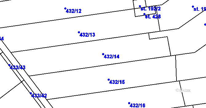 Parcela st. 432/14 v KÚ Štarnov, Katastrální mapa