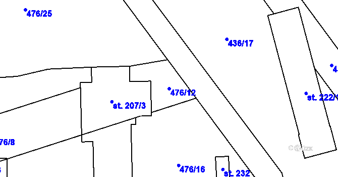 Parcela st. 476/12 v KÚ Štarnov, Katastrální mapa