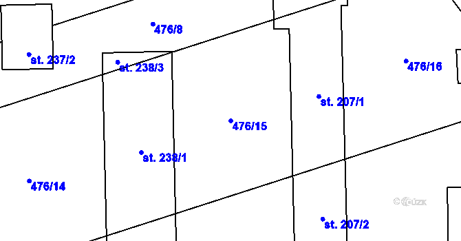 Parcela st. 476/15 v KÚ Štarnov, Katastrální mapa