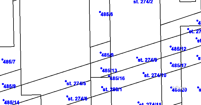 Parcela st. 485/9 v KÚ Štarnov, Katastrální mapa