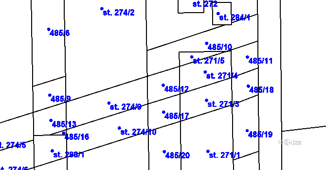 Parcela st. 485/12 v KÚ Štarnov, Katastrální mapa