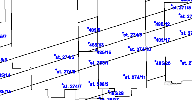 Parcela st. 485/16 v KÚ Štarnov, Katastrální mapa