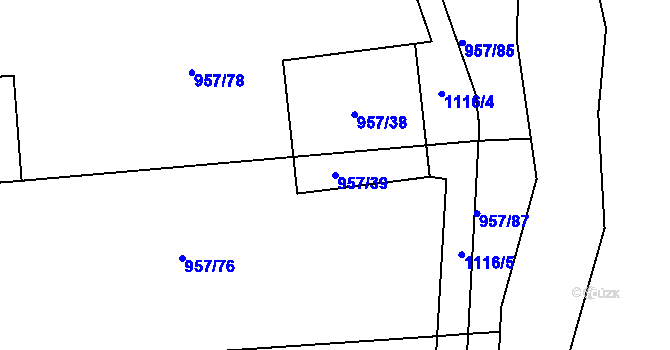 Parcela st. 957/39 v KÚ Štarnov, Katastrální mapa
