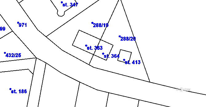Parcela st. 364 v KÚ Štarnov, Katastrální mapa