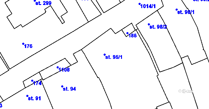 Parcela st. 95/1 v KÚ Štarnov, Katastrální mapa