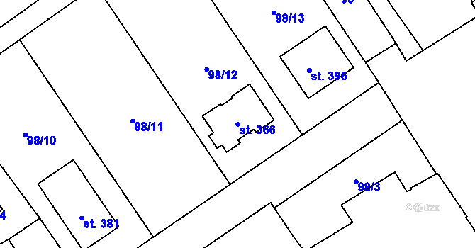 Parcela st. 366 v KÚ Štarnov, Katastrální mapa