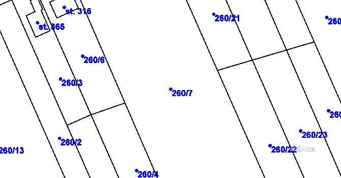 Parcela st. 260/7 v KÚ Štarnov, Katastrální mapa