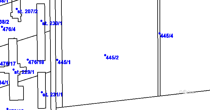 Parcela st. 445/2 v KÚ Štarnov, Katastrální mapa