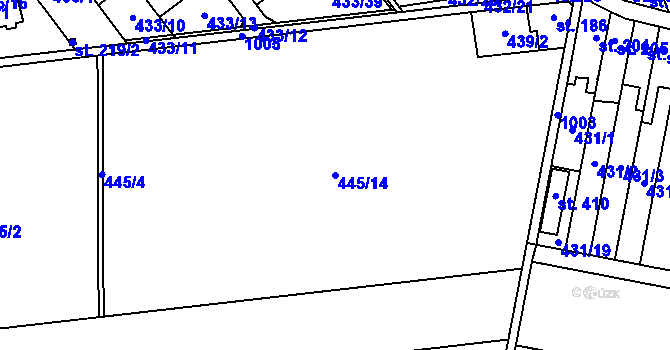 Parcela st. 445/14 v KÚ Štarnov, Katastrální mapa