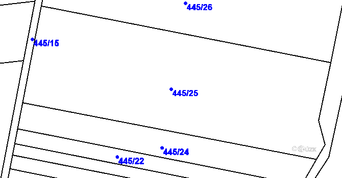 Parcela st. 445/25 v KÚ Štarnov, Katastrální mapa