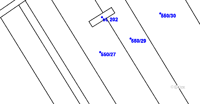 Parcela st. 550/27 v KÚ Štarnov, Katastrální mapa