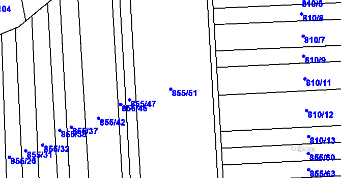Parcela st. 855/51 v KÚ Štarnov, Katastrální mapa