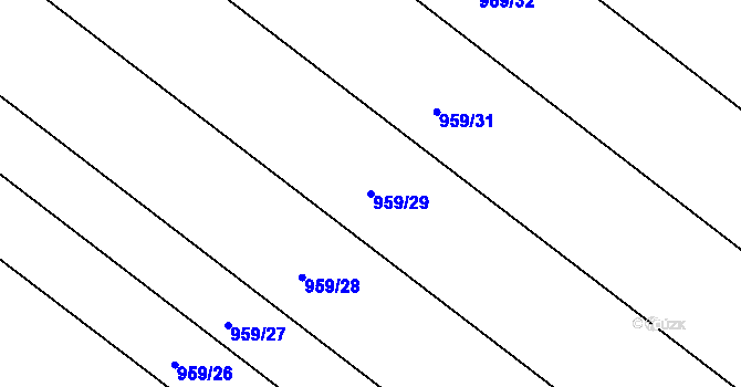 Parcela st. 959/29 v KÚ Štarnov, Katastrální mapa
