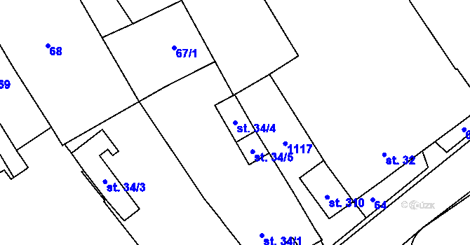 Parcela st. 34/4 v KÚ Štarnov, Katastrální mapa