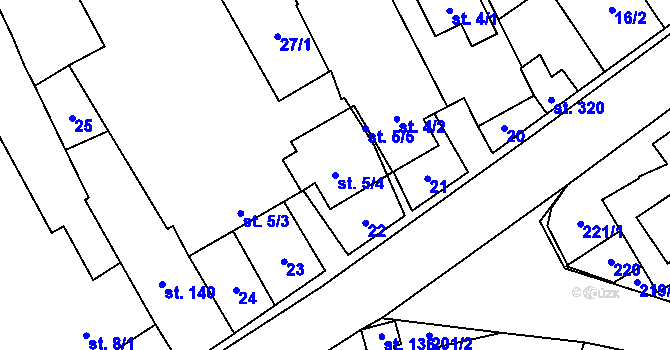 Parcela st. 5/4 v KÚ Štarnov, Katastrální mapa