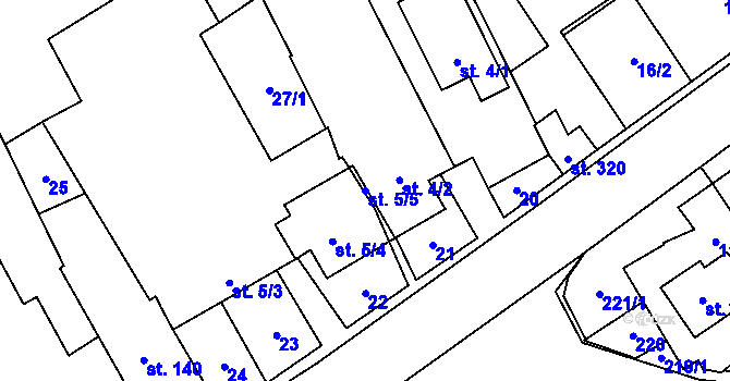 Parcela st. 5/5 v KÚ Štarnov, Katastrální mapa