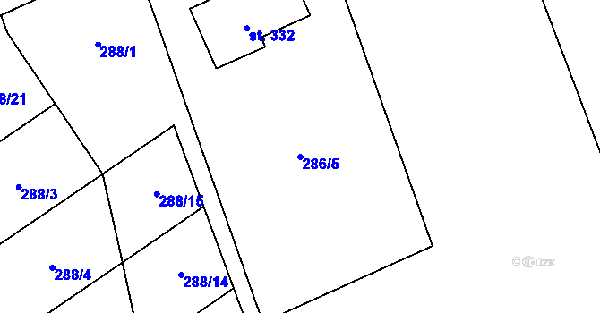 Parcela st. 286/5 v KÚ Štarnov, Katastrální mapa