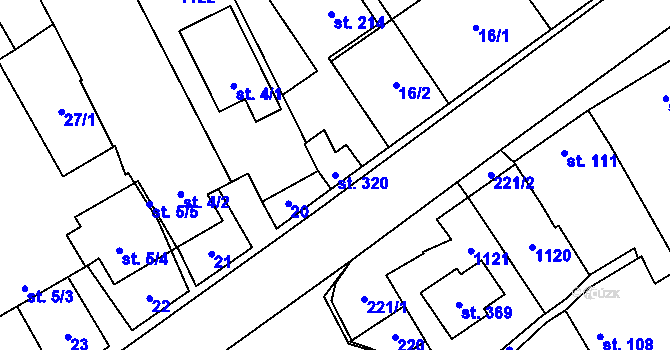 Parcela st. 320 v KÚ Štarnov, Katastrální mapa