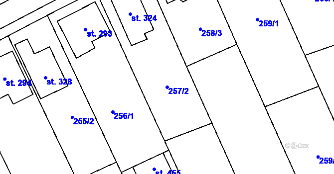 Parcela st. 257/2 v KÚ Štarnov, Katastrální mapa