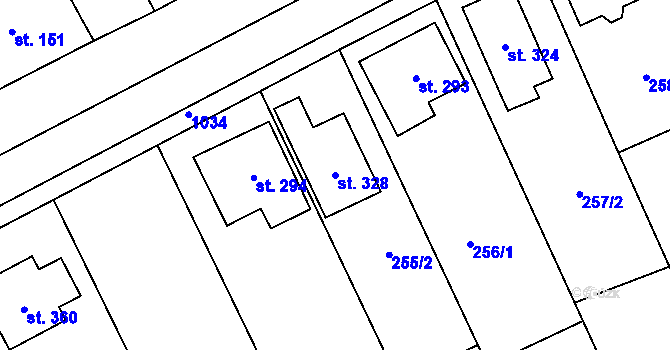 Parcela st. 328 v KÚ Štarnov, Katastrální mapa