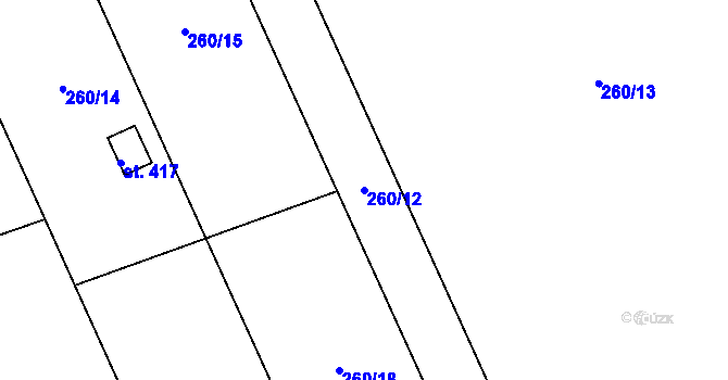 Parcela st. 260/12 v KÚ Štarnov, Katastrální mapa