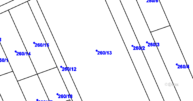Parcela st. 260/13 v KÚ Štarnov, Katastrální mapa