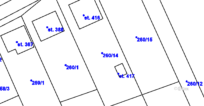 Parcela st. 260/14 v KÚ Štarnov, Katastrální mapa