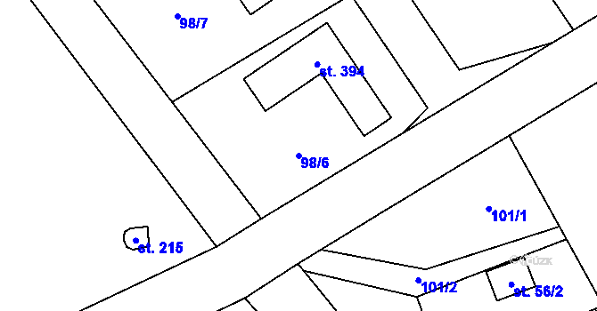 Parcela st. 98/6 v KÚ Štarnov, Katastrální mapa