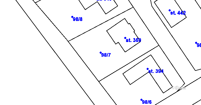 Parcela st. 98/7 v KÚ Štarnov, Katastrální mapa