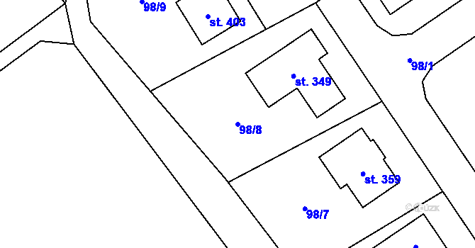 Parcela st. 98/8 v KÚ Štarnov, Katastrální mapa