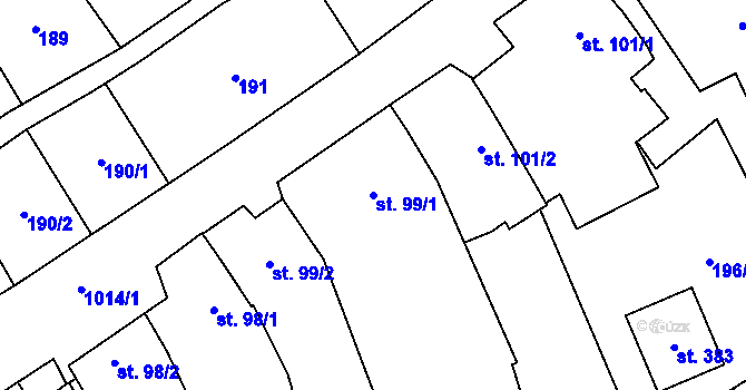 Parcela st. 99/1 v KÚ Štarnov, Katastrální mapa