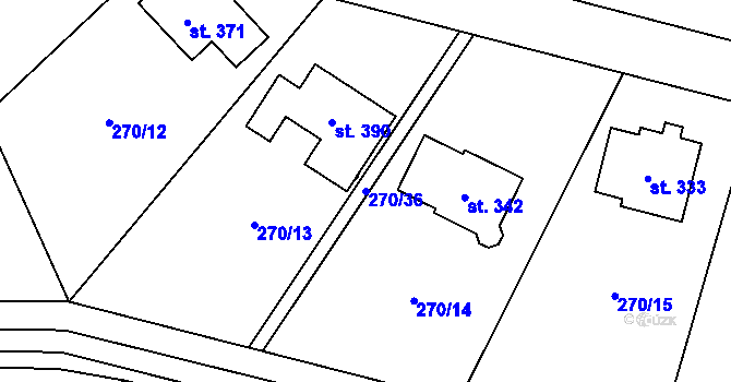 Parcela st. 270/36 v KÚ Štarnov, Katastrální mapa