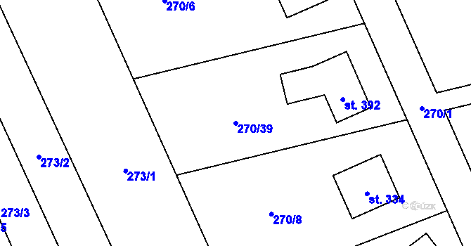 Parcela st. 270/39 v KÚ Štarnov, Katastrální mapa