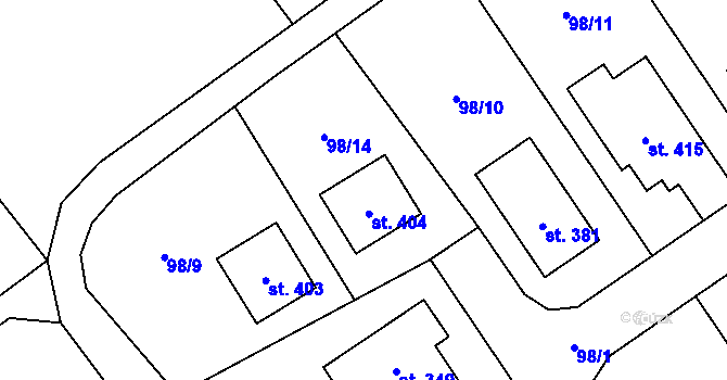 Parcela st. 98/14 v KÚ Štarnov, Katastrální mapa