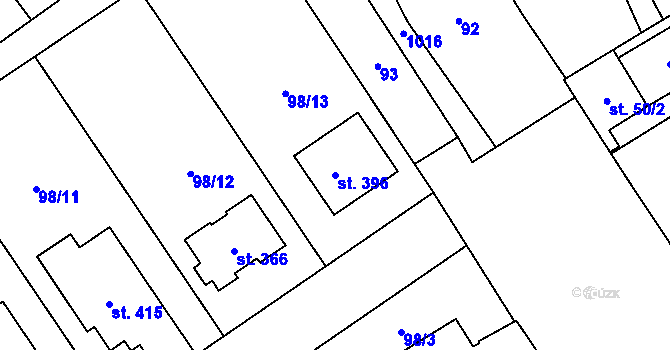 Parcela st. 396 v KÚ Štarnov, Katastrální mapa