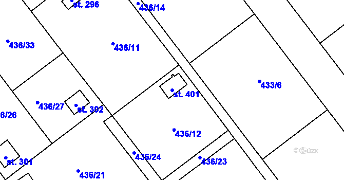 Parcela st. 401 v KÚ Štarnov, Katastrální mapa