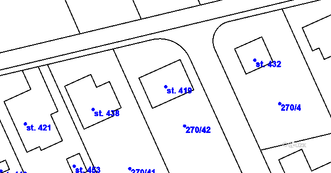 Parcela st. 419 v KÚ Štarnov, Katastrální mapa