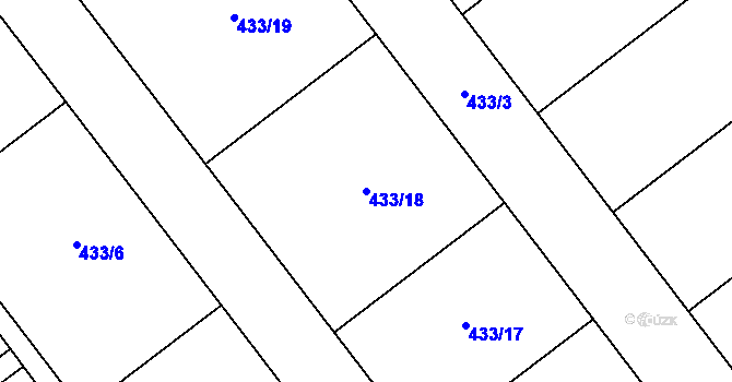 Parcela st. 433/18 v KÚ Štarnov, Katastrální mapa