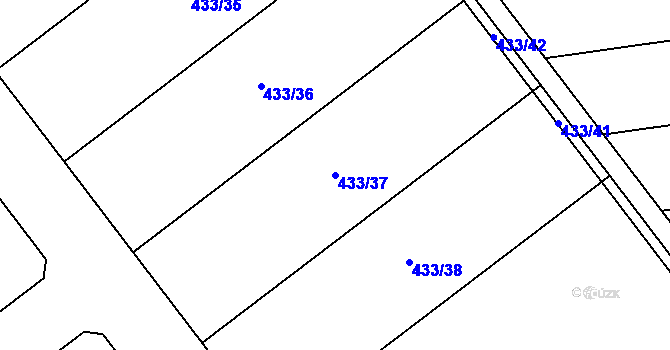 Parcela st. 433/37 v KÚ Štarnov, Katastrální mapa