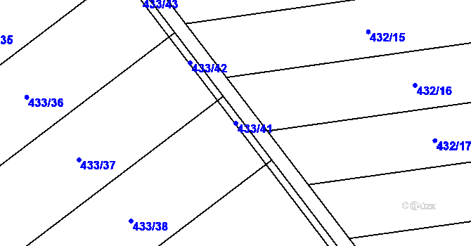 Parcela st. 433/41 v KÚ Štarnov, Katastrální mapa