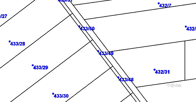 Parcela st. 433/49 v KÚ Štarnov, Katastrální mapa