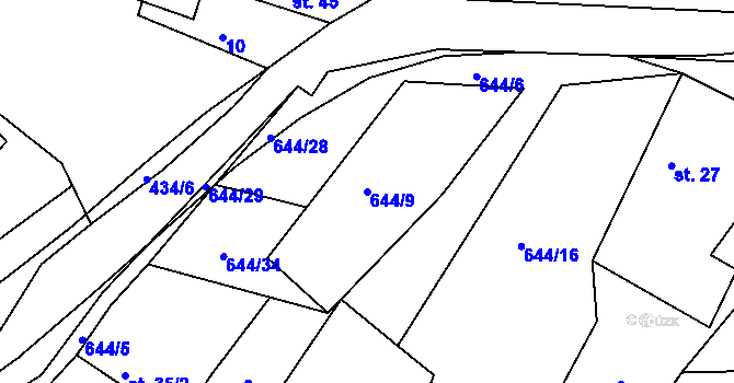 Parcela st. 644/9 v KÚ Brložec u Štědré, Katastrální mapa