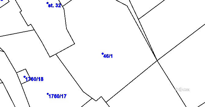Parcela st. 46/1 v KÚ Lažany u Štědré, Katastrální mapa