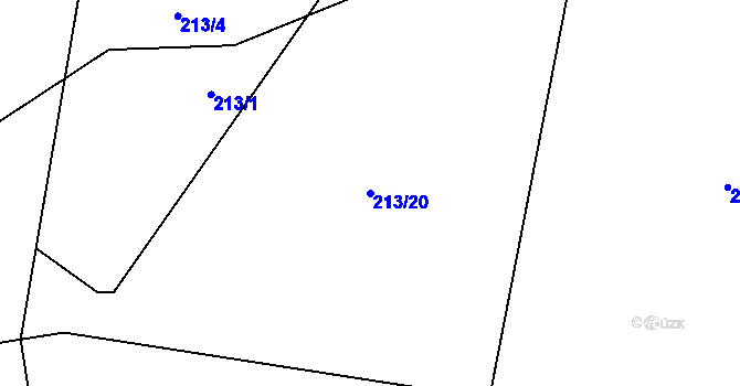 Parcela st. 213/20 v KÚ Mostec, Katastrální mapa