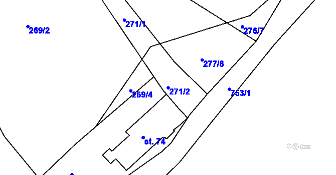 Parcela st. 271/2 v KÚ Štědrá, Katastrální mapa