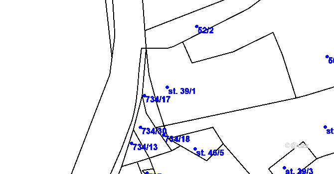 Parcela st. 39/1 v KÚ Štědrá, Katastrální mapa