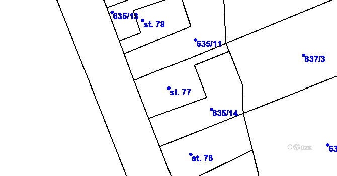 Parcela st. 77 v KÚ Štědrá, Katastrální mapa