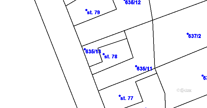 Parcela st. 78 v KÚ Štědrá, Katastrální mapa