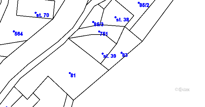 Parcela st. 39 v KÚ Štědrákova Lhota, Katastrální mapa