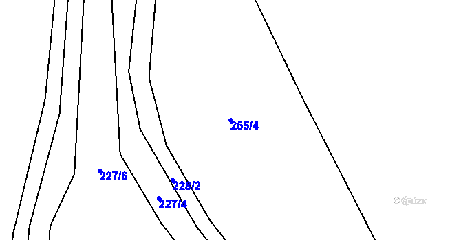 Parcela st. 265/4 v KÚ Štědrákova Lhota, Katastrální mapa